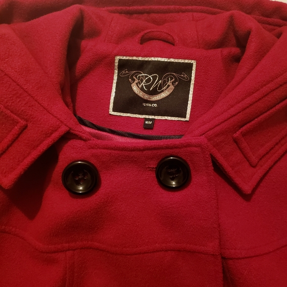 RW&CO Red Wool Dress Coat - Picture 1 of 5